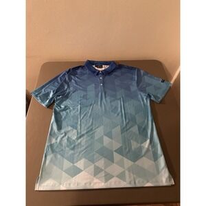 Yatta Golf Shirt Men's Size Large Blue Teal Polo Loud Abstract Geometric Argyle